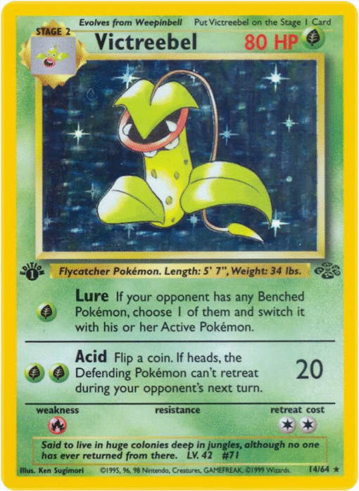 1999 Pokemon WOTC Jungle 1st Edition Victreebel 14/64 Holo Rare HP